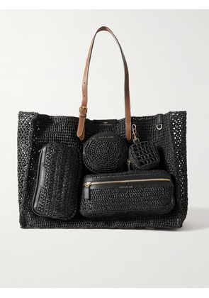 Anya Hindmarch - E/w Holiday Leather-trimmed Raffia Tote - Black - One size