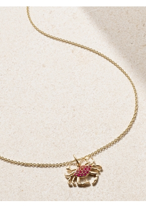 Sydney Evan - Large Crab 14-karat Gold Ruby And Sapphire Necklace - One size