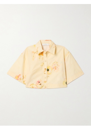 Zimmermann - Lightburst Cropped Floral-print Cotton-poplin Shirt - Multi - 00,0,1,2,3,4