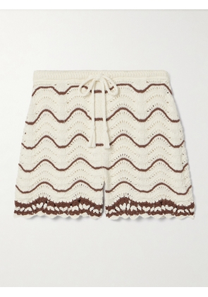 Cara Cara - Aicha Striped Knitted Cotton Shorts - Brown - xx small,x small,small,medium,large