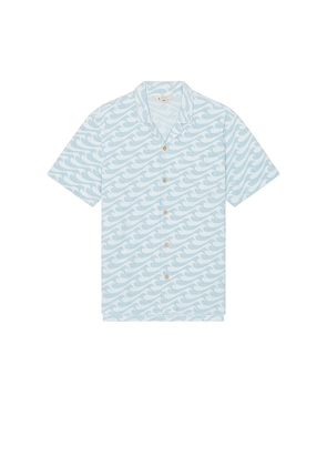 Faherty Short Sleeve Cabana Towel Terry Shirt in Blue. Size M, S, XL/1X.