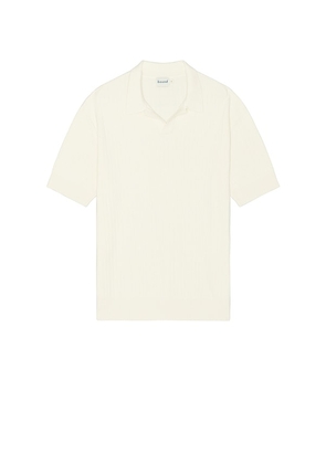 Bound Ribbed Knit Polo in Cream. Size M, S, XL/1X.