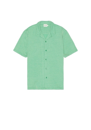 Bound Diamond Cuban Short Sleeve Shirt in Green. Size M, S, XL/1X.
