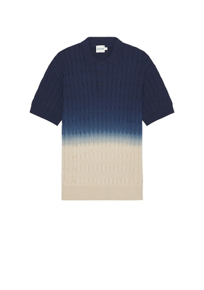 Bound Knit Polo in Blue. Size M, S, XL/1X.