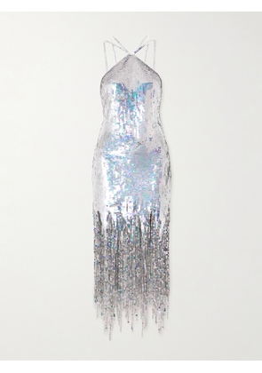 The Attico - Fringed Sequined Mesh Dress - Silver - IT40,IT42