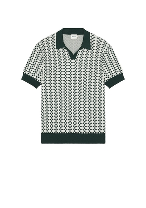 Bound Knit Polo in Green. Size M, S, XL/1X.