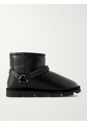 Brunello Cucinelli - Bead-embellished Shearling-lined Padded Leather Ankle Boots - Black - IT36,IT37,IT38,IT39,IT40,IT41