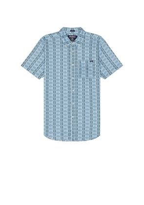 Chubbies The Geo-met-ric Shirt in Blue. Size M, S, XL/1X.