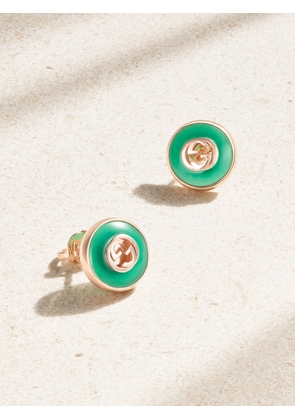 Gucci - 18-karat Rose Gold Agate Earrings - Green - One size