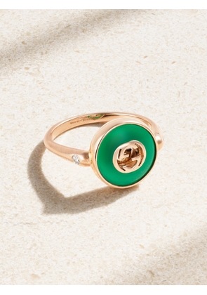 Gucci - 18-karat Rose Gold, Agate And Diamond Ring - Green - 10,13,14