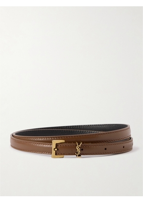 SAINT LAURENT - Cassandre Leather Belt - Brown - 70,75,80,85