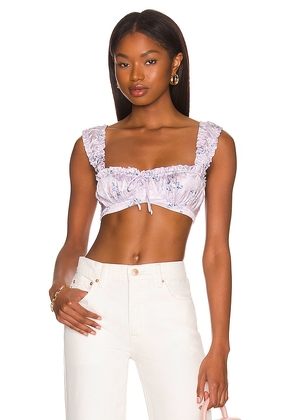 MORE TO COME Sloane Ruched Crop Top in Lavender. Size XL.