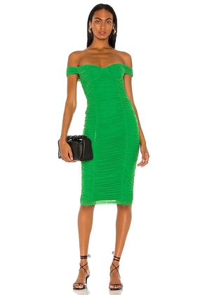 MAJORELLE Tabitha Midi Dress in Green. Size XS.