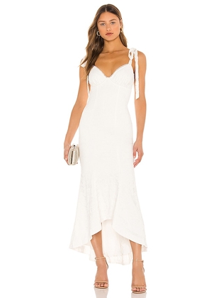 MAJORELLE Tenleigh Midi Dress in Ivory. Size S, XS.