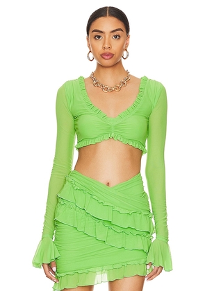 MAJORELLE Macey Crop Top in Green. Size L, XS.