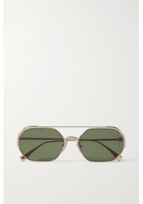 Fendi - O'lock Hexagon-frame Gold-tone Sunglasses - One size