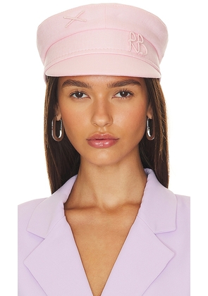 Ruslan Baginskiy Monogram-embellished Baker Boy Cap in Pink. Size XS.
