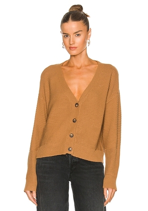 MORE TO COME Harper Deep V Cardigan in Brown. Size S, XS.