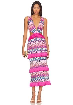PatBO X Alessandra Ambrioso Crochet Cut Out Maxi Dress in Pink. Size 4.