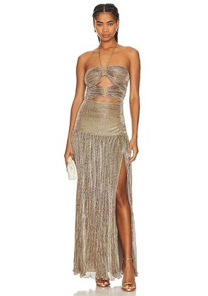 Line & Dot Jordie Maxi Dress in Metallic Bronze. Size M.