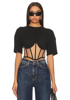 RTA Short Sleeve Corset Top in Black. Size XS.