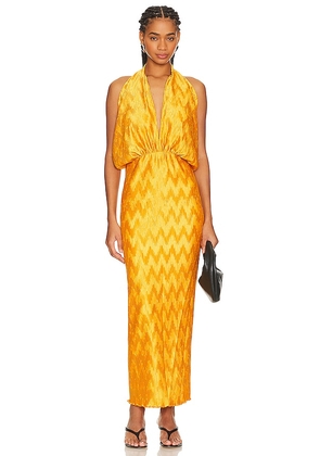L'IDEE Riviera Sleeveless Gown in Mustard. Size 8/S.
