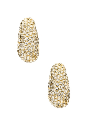 Lele Sadoughi Pave Dome Mini Hoop Earrings in Metallic Gold.