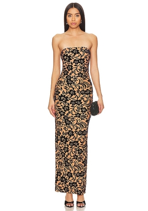 MORE TO COME Teagan Maxi Dress in Nude,Navy. Size S, XS, XXS.