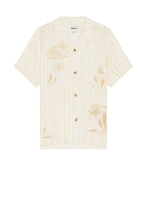 Rhythm Lil Stripe Cuban Short Sleeve Shirt in Cream. Size M, S.