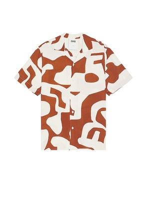 OAS Russet Puzzlotec Viscose Shirt in Red. Size M, S, XL/1X, XS, XXL/2X.