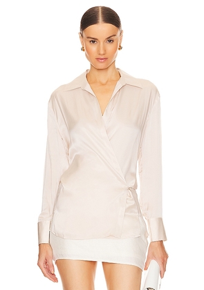 L'AGENCE Sora Blouse in Cream. Size XL.