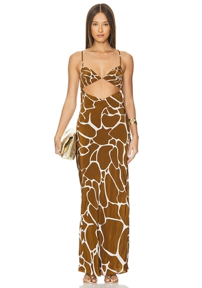 ROCOCO SAND Maxi Dress in Brown. Size L, S, XL, XS.
