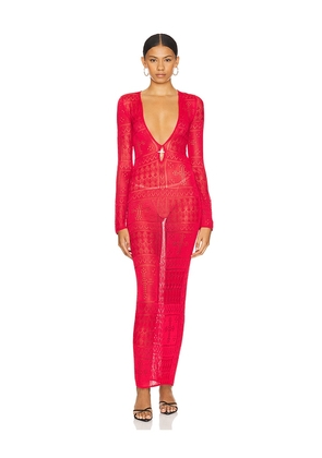 LOBA Estrel Maxi Dress in Red. Size M, S, XL, XS, XXS.