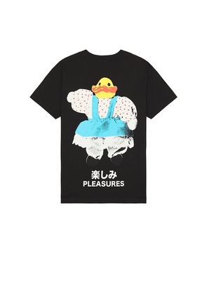 Pleasures Duck T-Shirt in Black. Size M, S, XL/1X.