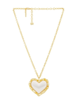 Lele Sadoughi Heart Ruffle Pendant Necklace in Metallic Gold.