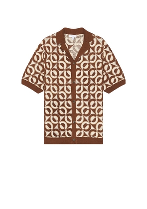 Reiss Frenchie Shirt in Brown. Size S.