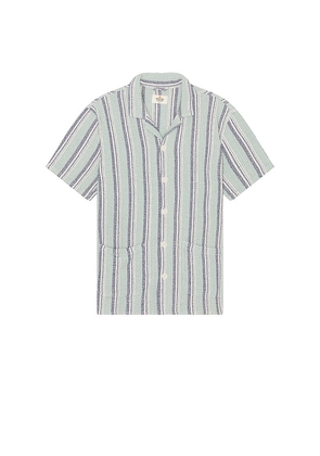 Marine Layer Archive Diego Camp Shirt in Blue. Size M, S, XL/1X.