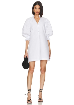 SOVERE Focus Pleat Smock Mini Dress in White. Size S.