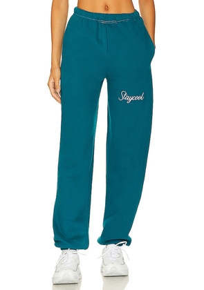Stay Cool Script Sweatpant in Teal. Size M.