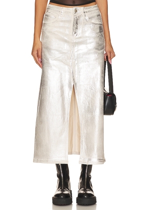 superdown Mara Skirt in Metallic Silver. Size M, S.