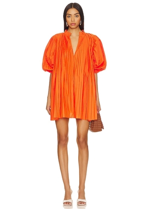 SOVERE Oz Pleated Smock Dress in Orange. Size S.
