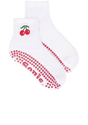 Souls. Very Cherry Grip Socks in White. Size S/M.