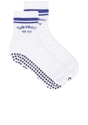 Souls. Talk Pilates To Me Grip Socks in White. Size S/M.
