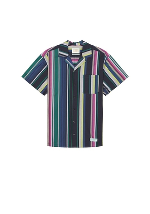 Scotch & Soda Multicolor Stripe Short Sleeve Shirt in Black. Size M, S, XL/1X.