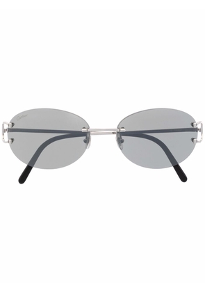 Cartier Eyewear logo-engraved oval sunglasses - Silver