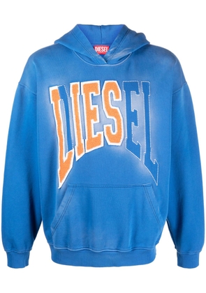 Diesel S-Boxt flocked-logo hoodie - Blue