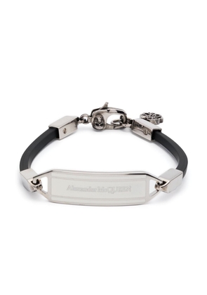 Alexander McQueen enamel logo plaque bracelet - Black