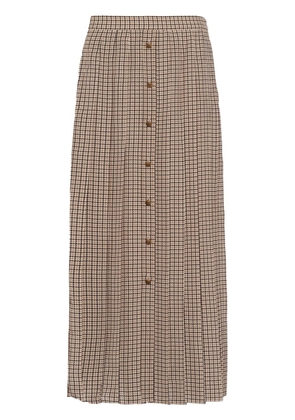 Prada houndstooth-print pleated midi skirt - Brown