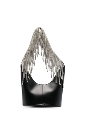 Kara crystal-fringe leather shoulder bag - Black