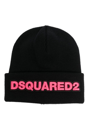 DSQUARED2 logo-appliqué wool beanie - Black